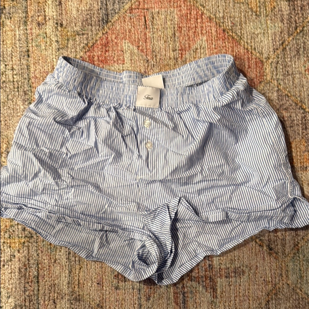 Blue Striped Women Shorts